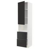 METOD / MAXIMERA hi cab f micro w door/2 drawers, white/Nickebo matt anthracite, 60x60x240 cm
