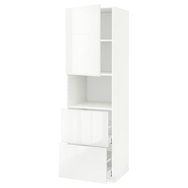 Ikea METOD / MAXIMERA - Hi cab f micro w door/2 drawers, white/Ringhult white, 60x60x200 cm