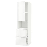 METOD / MAXIMERA hi cab f micro w door/2 drawers, white/Ringhult white, 60x60x220 cm