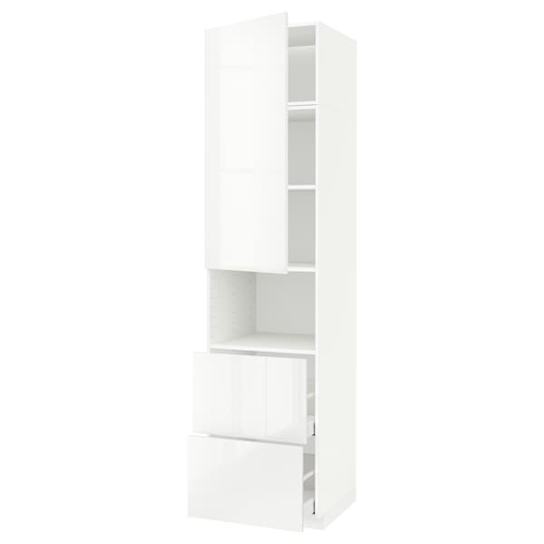 METOD / MAXIMERA - Hi cab f micro w door/2 drawers, white/Ringhult white , 60x60x240 cm - best price from Maltashopper.com 49459148