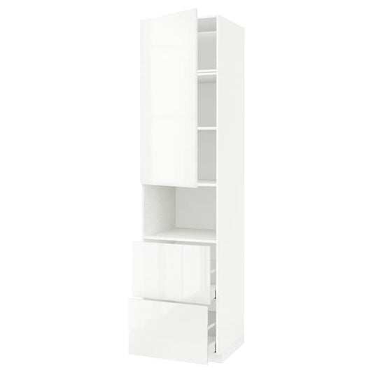 METOD / MAXIMERA - Hi cab f micro w door/2 drawers, white/Ringhult white , 60x60x240 cm - best price from Maltashopper.com 49459148