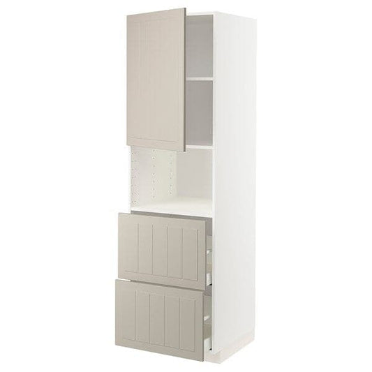 Ikea METOD / MAXIMERA - Hi cab f micro w door/2 drawers, white/Stensund beige ,