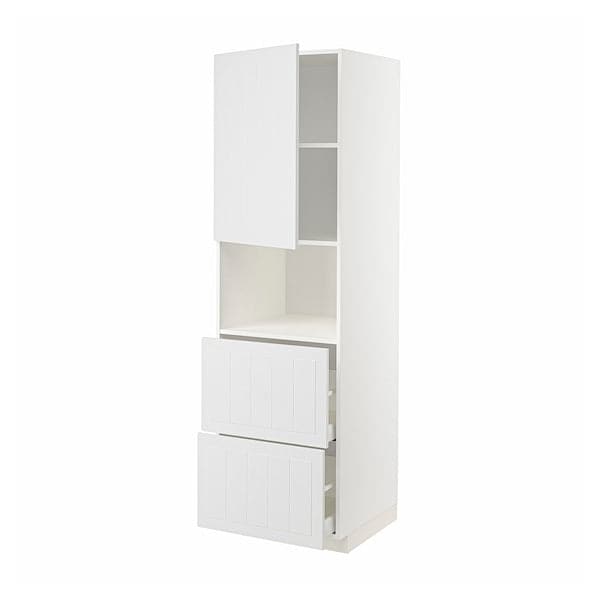 Ikea METOD / MAXIMERA - Hi cab f micro w door/2 drawers, white/Stensund white , 60x60x200 cm