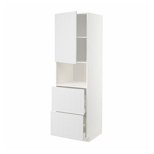 Ikea METOD / MAXIMERA - Hi cab f micro w door/2 drawers, white/Stensund white , 60x60x200 cm