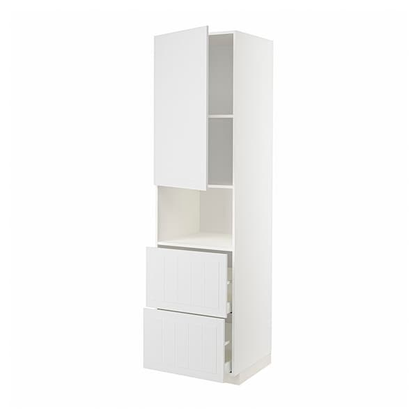 Ikea METOD / MAXIMERA - Hi cab f micro w door/2 drawers, white/Stensund white , 60x60x220 cm