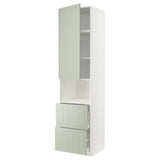 METOD / MAXIMERA hi cab f micro w door/2 drawers, white/Stensund light green, 60x60x240 cm