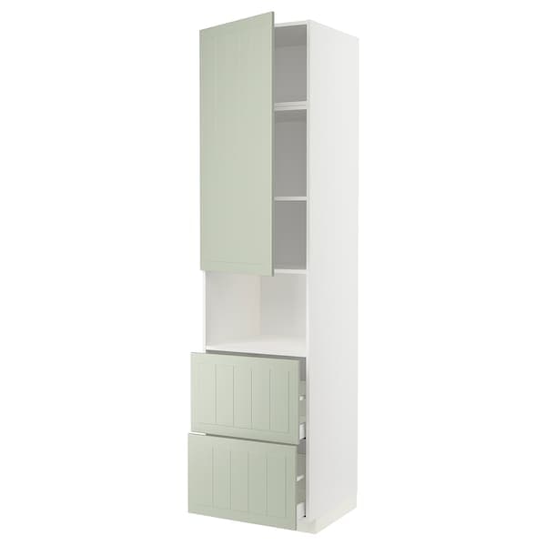 METOD / MAXIMERA - Hi cab f micro w door/2 drawers, white/Stensund light green , - best price from Maltashopper.com 09486950