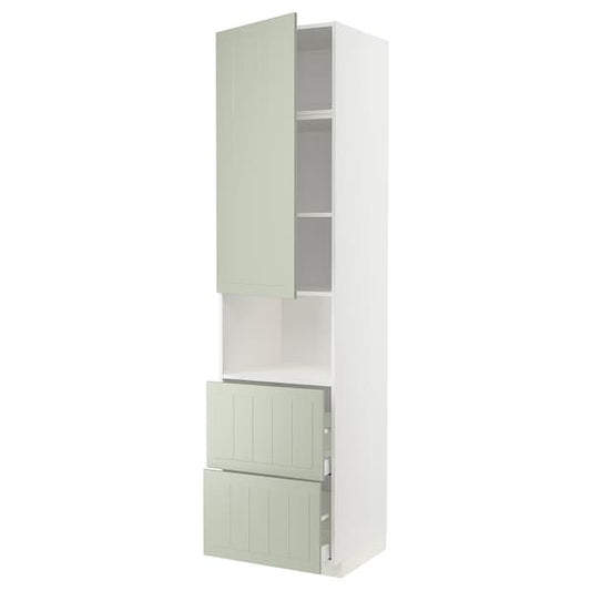 METOD / MAXIMERA - Hi cab f micro w door/2 drawers, white/Stensund light green , - best price from Maltashopper.com 09486950