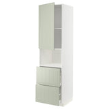 METOD / MAXIMERA hi cab f micro w door/2 drawers, white/Stensund light green, 60x60x220 cm