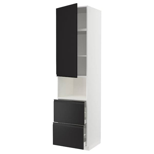 METOD / MAXIMERA - Hi cab f micro w door/2 drawers, white/Upplöv matt anthracite , 60x60x240 cm