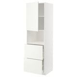 METOD / MAXIMERA hi cab f micro w door/2 drawers, white/Vallstena white, 60x60x200 cm