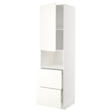 METOD / MAXIMERA hi cab f micro w door/2 drawers, white/Vallstena white, 60x60x220 cm