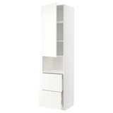 METOD / MAXIMERA hi cab f micro w door/2 drawers, white/Vallstena white, 60x60x240 cm