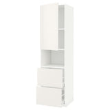 METOD / MAXIMERA hi cab f micro w door/2 drawers, white/Veddinge white, 60x60x220 cm
