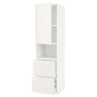 METOD / MAXIMERA hi cab f micro w door/2 drawers, white/Veddinge white, 60x60x220 cm