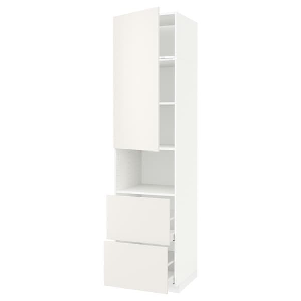 METOD / MAXIMERA - Hi cab f micro w door/2 drawers, white/Veddinge white, 60x60x240 cm - best price from Maltashopper.com 79468066