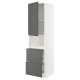 METOD / MAXIMERA hi cab f micro w door/2 drawers, white/Voxtorp dark grey, 60x60x220 cm
