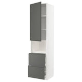METOD / MAXIMERA hi cab f micro w door/2 drawers, white/Voxtorp dark grey, 60x60x240 cm