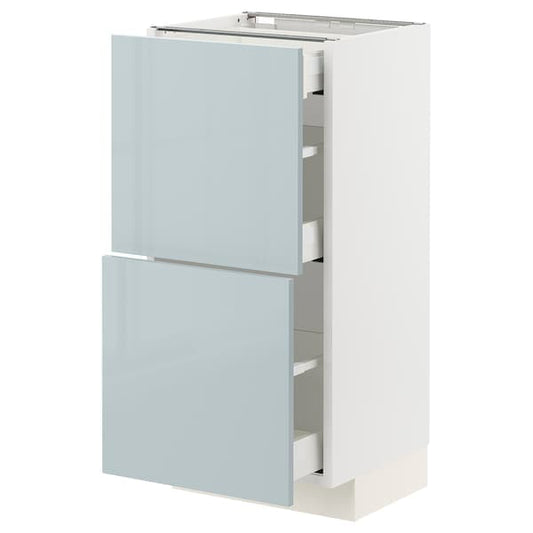 METOD / MAXIMERA - Base cab with 2 fronts/3 drawers, white/Kallarp light grey-blue, 40x37 cm - best price from Maltashopper.com 79479395