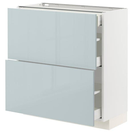 METOD / MAXIMERA - Base cab with 2 fronts/3 drawers, white/Kallarp light grey-blue, 80x37 cm - best price from Maltashopper.com 09478912