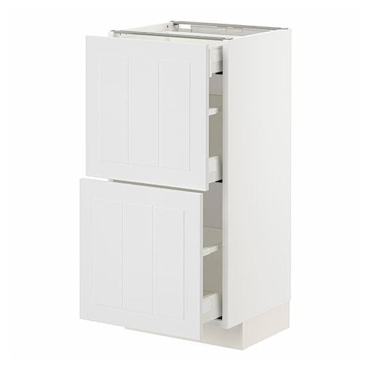 Ikea METOD / MAXIMERA - Base cab with 2 fronts/3 drawers, white/Stensund white, 40x37 cm