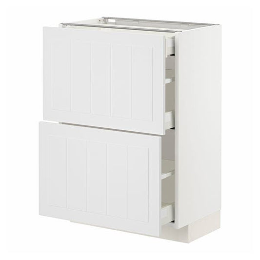Ikea METOD / MAXIMERA - Base cab with 2 fronts/3 drawers, white/Stensund white, 60x37 cm