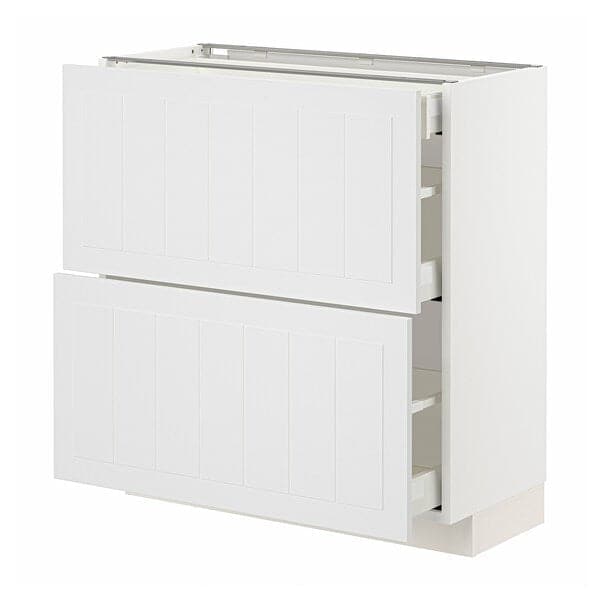 Ikea METOD / MAXIMERA - Base cab with 2 fronts/3 drawers, white/Stensund white , 80x37 cm