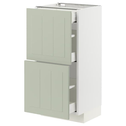METOD / MAXIMERA base cab with 2 fronts/3 drawers, white/Stensund light green, 40x37 cm