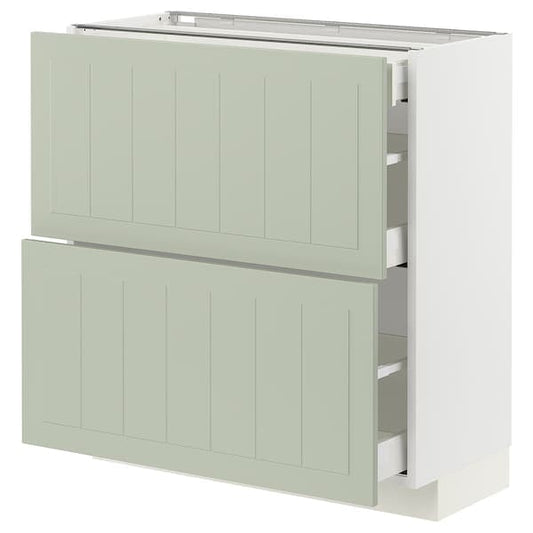 Ikea METOD / MAXIMERA - Base cab with 2 fronts/3 drawers, white/Stensund light green, 80x37 cm