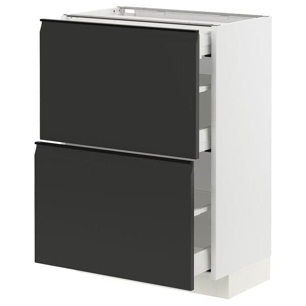 METOD / MAXIMERA - Base cab with 2 fronts/3 drawers, white/Upplöv matt anthracite - best price from Maltashopper.com 29494082