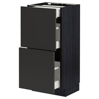 METOD / MAXIMERA - Base cab with 2 fronts/3 drawers, black/Nickebo matt anthracite , 40x37 cm - best price from Maltashopper.com 29498650
