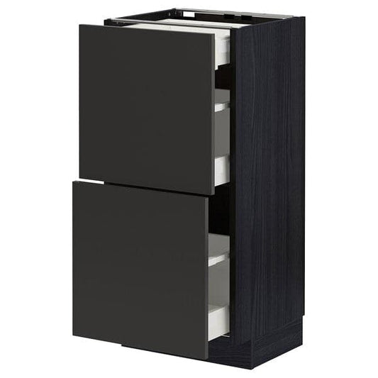 Ikea METOD / MAXIMERA - Base cab with 2 fronts/3 drawers, black/Nickebo matt anthracite , 40x37 cm
