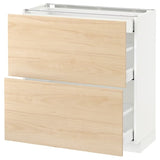 METOD / MAXIMERA base cab with 2 fronts/3 drawers, white/Askersund light ash effect, 80x37 cm