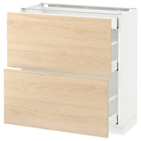 METOD / MAXIMERA - Base cab with 2 fronts/3 drawers, white/Askersund light ash effect, 80x37 cm - best price from Maltashopper.com 99216237