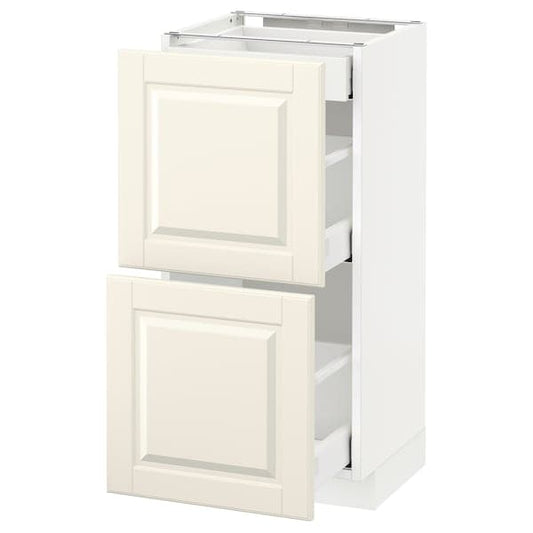 Ikea METOD / MAXIMERA - Base cab with 2 fronts/3 drawers, white/Bodbyn off-white, 40x37 cm