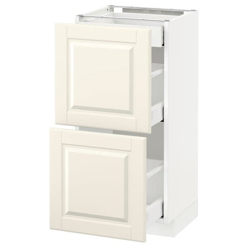 METOD / MAXIMERA base cab with 2 fronts/3 drawers, white/Bodbyn off-white, 40x37 cm