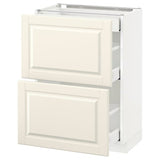 METOD / MAXIMERA base cab with 2 fronts/3 drawers, white/Bodbyn off-white, 60x37 cm