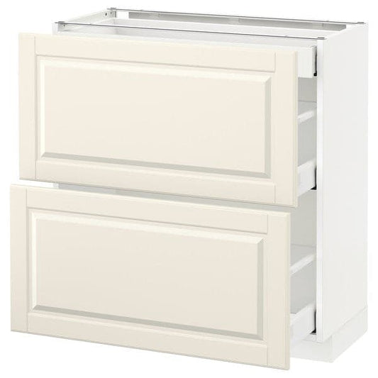 Ikea METOD / MAXIMERA - Base cab with 2 fronts/3 drawers, white/Bodbyn off-white, 80x37 cm