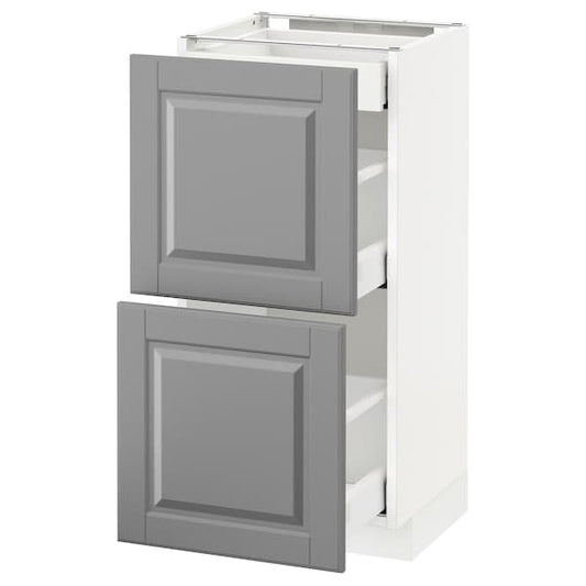 Ikea METOD / MAXIMERA - Base cab with 2 fronts/3 drawers, white/Bodbyn grey , 40x37 cm