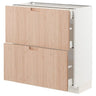 METOD / MAXIMERA base cab with 2 fronts/3 drawers, white/Fröjered light bamboo, 80x37 cm