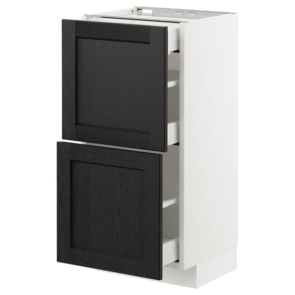 Ikea METOD / MAXIMERA - Base cab with 2 fronts/3 drawers, white/Lerhyttan black stained , 40x37 cm