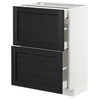 METOD / MAXIMERA - Base cab with 2 fronts/3 drawers, white/Lerhyttan black stained, 60x37 cm - best price from Maltashopper.com 99256836