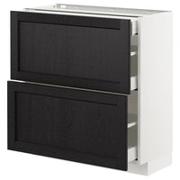 METOD / MAXIMERA - Base cab with 2 fronts/3 drawers, white/Lerhyttan black stained , 80x37 cm - best price from Maltashopper.com 59256838