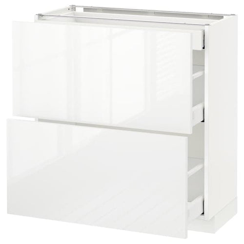 METOD / MAXIMERA base cab with 2 fronts/3 drawers, white/Ringhult white, 80x37 cm