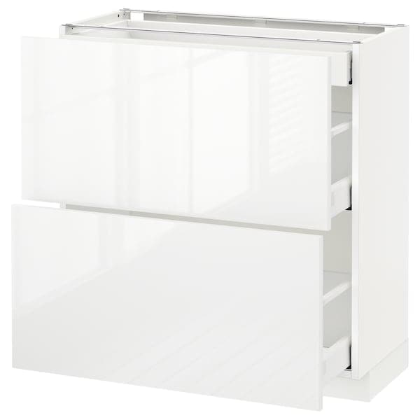 METOD / MAXIMERA - Base cab with 2 fronts/3 drawers, white/Ringhult white, 80x37 cm