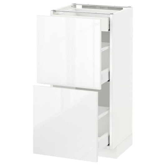Ikea METOD / MAXIMERA - Base cab with 2 fronts/3 drawers, white/Ringhult white, 40x37 cm