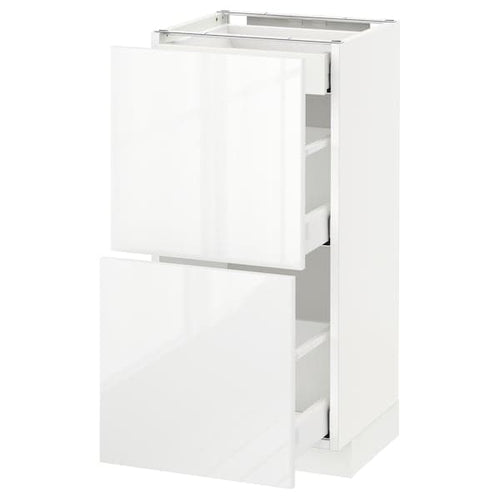 METOD / MAXIMERA - Base cab with 2 fronts/3 drawers, white/Ringhult white, 40x37 cm