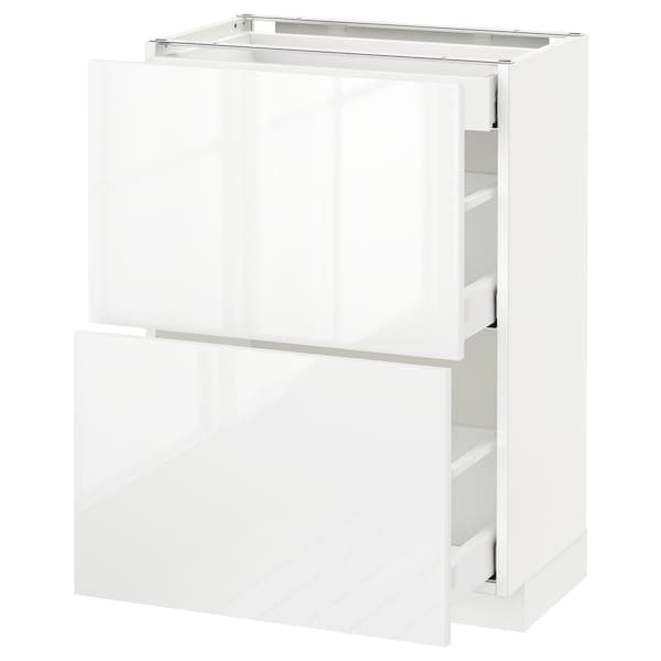 METOD / MAXIMERA - Base cab with 2 fronts/3 drawers, white/Ringhult white, 60x37 cm - best price from Maltashopper.com 89113503