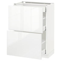 METOD / MAXIMERA - Base cab with 2 fronts/3 drawers, white/Ringhult white, 60x37 cm - best price from Maltashopper.com 89113503