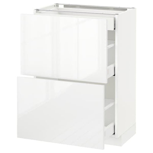 METOD / MAXIMERA - Base cab with 2 fronts/3 drawers, white/Ringhult white, 60x37 cm